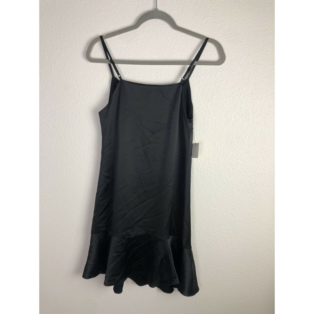 NWT Bar III Black Satin V-neck Adj Spaghetti Strap Slip Dress size Small S - Picture 7 of 9